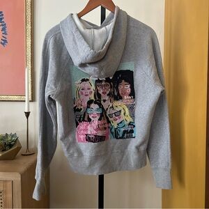Zadig & Voltaire x Band of Sisters Graphic Hoodie Sweatshirt Cotton Gray Size S